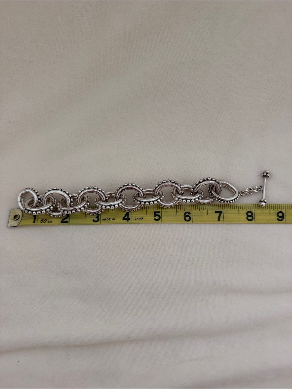 Textured Silver-Link Beaded Bracelet - Picture 5 of 5